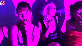 Four little sluts smoking, kissing, and worshiping bare feet at party