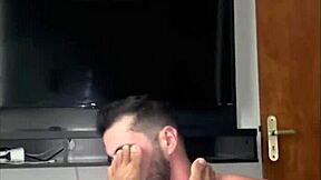 Bent over brunette Almendra Gala gets hard sex and blowjob at work POV.