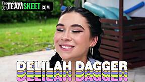 cute petite croatian stepsis opens pussy for risky game sex