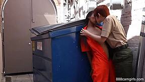 uh, prison guard caught me fingering behind dumpster, oops