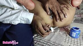 Watch this desi village girl get her big pussy and anal rubbed in the bedroom during juicy massage sex.