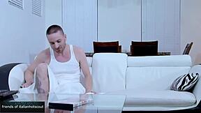 sexy blonde girl bent over in doggystyle, getting her swollen pussy licked and fucked hard