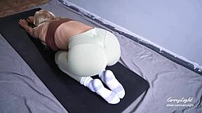 Step mom catches son jerking and helps cum fast on tight pussy