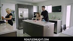 Realfleshlight - Teen stepdaughter offers freeuse anytime in the kitchen with London Rose and Tristan Summers.