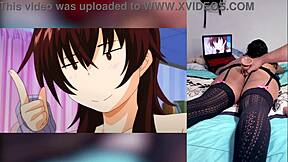 Reacting to hentai blowjobs with cum in throat and big tits, I love how my stepbro shows my ass.