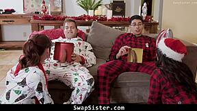 During the holiday, stepsisters swapped with stepbrothers for an intense group fuck in various positions.