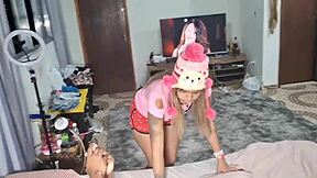 this safada tricked me into letting her sleep over just to fuck.