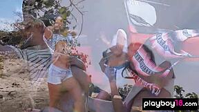 Viviane Leigh and teen GF strip naked on car hood!