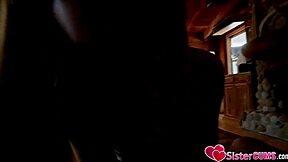 Bratty young stepsis gets punished for coming home late in the garage with her cute friends.