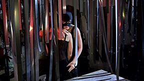 Masked encounters in a private setting with a blonde young woman.