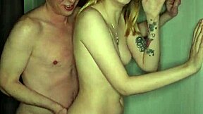 Two beauties fucked hard behind the scenes