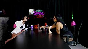 Morena Marcelly Melo Slobbers on Toy in Sheer Red Lingerie