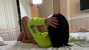 Oh Wow, This Brunette's First Threesome Backstage!