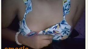 Busty teen shows off tits on webcam