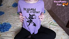 Petite Student Teases Tits to Intense Orgasm