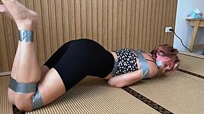 horny girlfriend tied up for vibrator punishment in garage