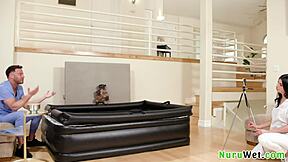 Big Tit Brunette Masseuse Films Wet Nuru Massage Session! 😍