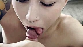 Best Friend Blowjob with Blonde Teen Taking Cum in Mouth at Dorm Room.