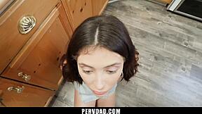 Young Brunette Dresses Sexy for Stepdad's Monster Cock Encounter