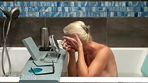 Bathing with MILF Stella in episode 1. Her huge shaved pussy and body shaving are just mesmerizing.