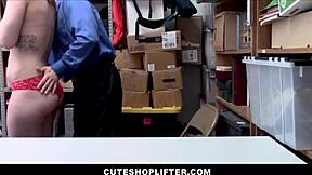 Cute teen shoplifter April Reid fucked by guard