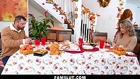 Stepfamily goes wild in intense threesome, Nade Nasty cums over face and perfect tits on Famslut.