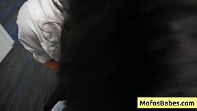 Slutty office milf with big round natural boobs gets titty fucked by monster cock at work.