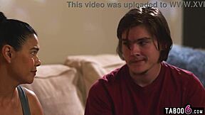 Stepmom Comforts Scared Stepdaughter and Stepson in Wild Threesome