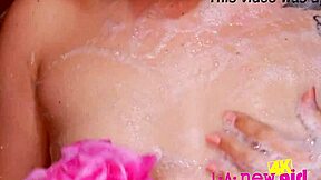 Blonde model caught naked in shower