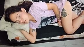 Daily sex with fourth-floor Latina ends in cock-sucking and cowgirl pounding in Spanish porno