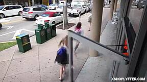 Shoplyfter Emily Willis gets fed a mouthful of cock 😈