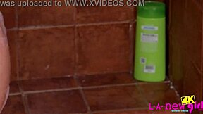 Blonde model caught naked in shower