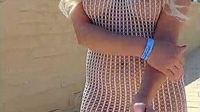 i love wearing this transparent dress with no underwear in public, feeling so sexy and slutty outdoors.