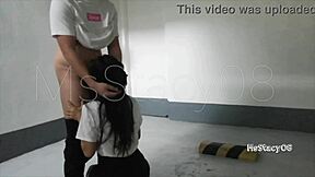 Skinny teen banged in parking lot