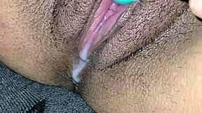 Latina wife oozes cum from pussy during intense solo play