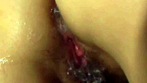 Creampied milf pussy pounded hard across the bar top.