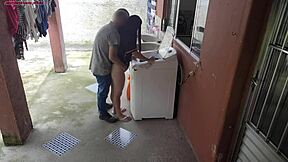Housewife pays washing machine technician with her ass while cuckold husband is away