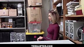 Skinny blonde teen shoplifter banged by guard - Emma Hix