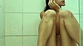 young brunette exhibitionist gapes ass in homemade bath solo