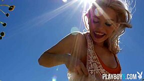 Tiny Blonde Teen Strips Outdoor, So Petite!