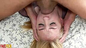 Teen Blonde Sofie Otis Takes Deep Throat for Messy Facial Cumshot!  