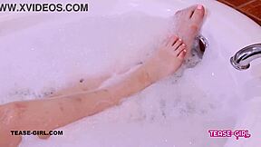 check out this super cute teen soaking in a steamy bath