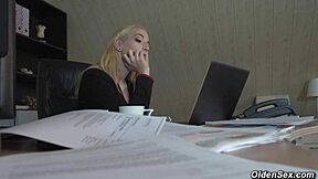 Caught masturbating at work, grandpa? Now you're fucking me in the office