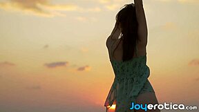 Outdoor teasing from beautiful serena j and her shaved pussy