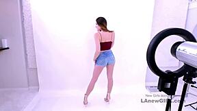 gorgeous teen brunette in modeling audition