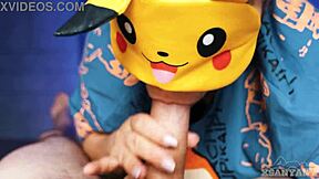 Pikachu handjob tease - suck my hard cock now, xsanyany! 😜