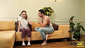 Rim4k action with Russian teen in stockings, licking ass to fit in perfectly