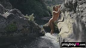 Intriguing Skinny Czech milf Anetta Keys teases wet outdoors