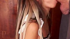 Petite Blonde Slut Candie Cross Polishes Cocks