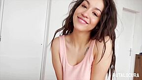 Colombian hottie Lana Jam seduces Torbe for wild bedroom creampie